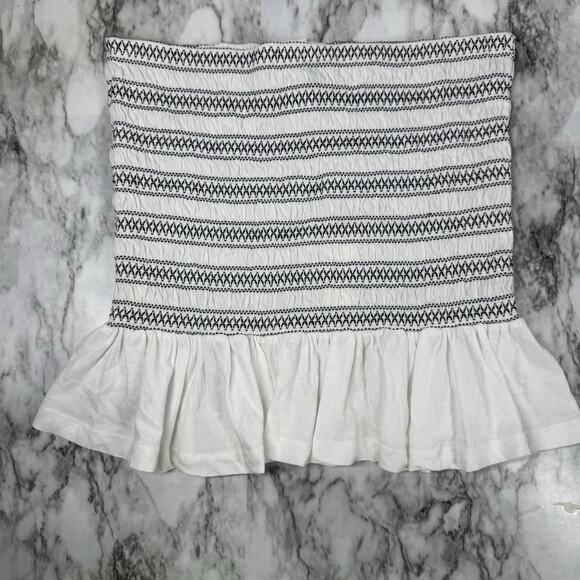 Anthropologie Maeve Smocked Split Tube Blouse Top Strapless Ruffle XS NWD 280092 - Picture 6 of 9